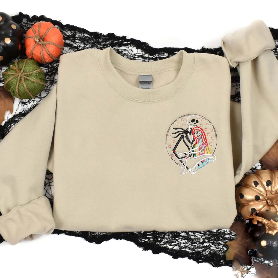 Couple Horror Embroidery Halloween Sweatshirt, Halloween Embroidery Sweatshirt HLW_M384