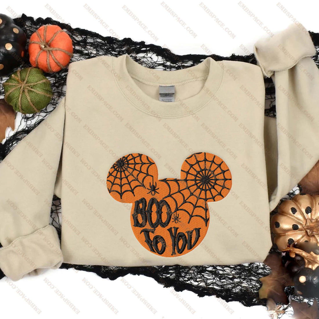 Halloween Boo Too You Mouse Head Embroidery Sweatshirt, Halloween Embroidery Sweatshirt HLW_M1782