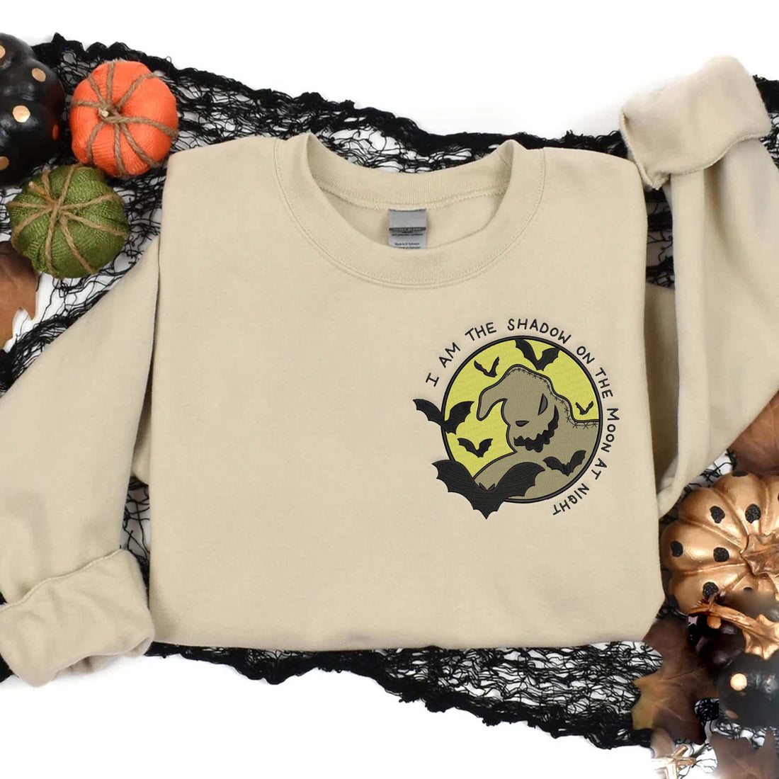 I Am The Shadow on The Moon at Night Sweatshirt, Halloween Embroidery Sweatshirt HLW_M744