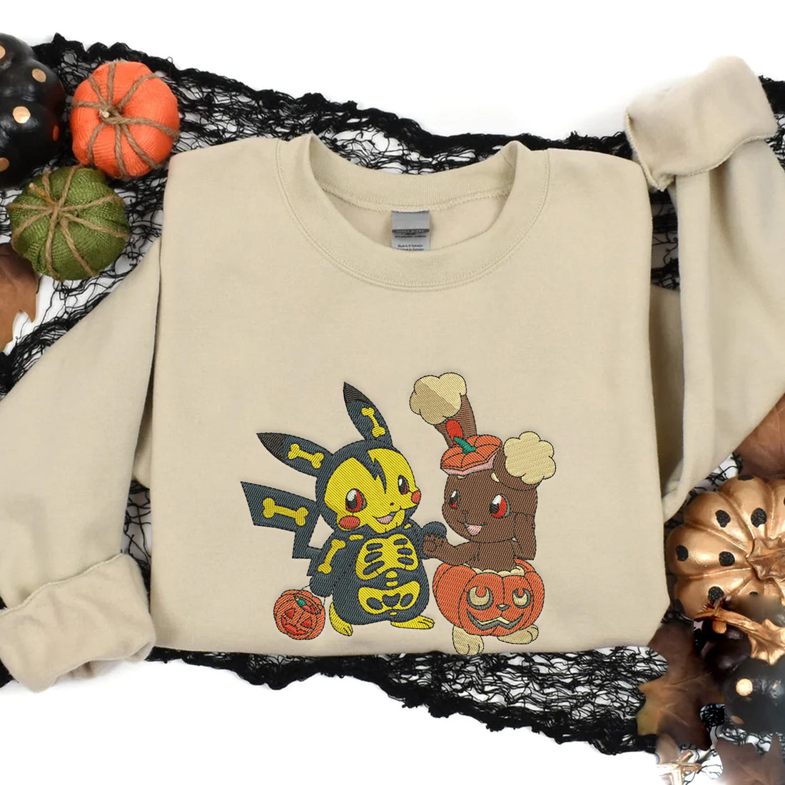 Cartoon and Friend Pumpkin Halloween Sweatshirt, Halloween Embroidery Sweatshirt HLW_M677