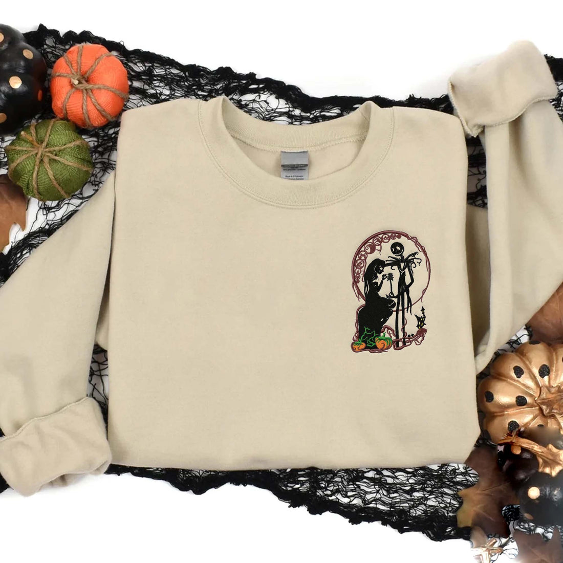 Couple Horror Embroidery Halloween Sweatshirt, Halloween Embroidery Sweatshirt HLW_M389