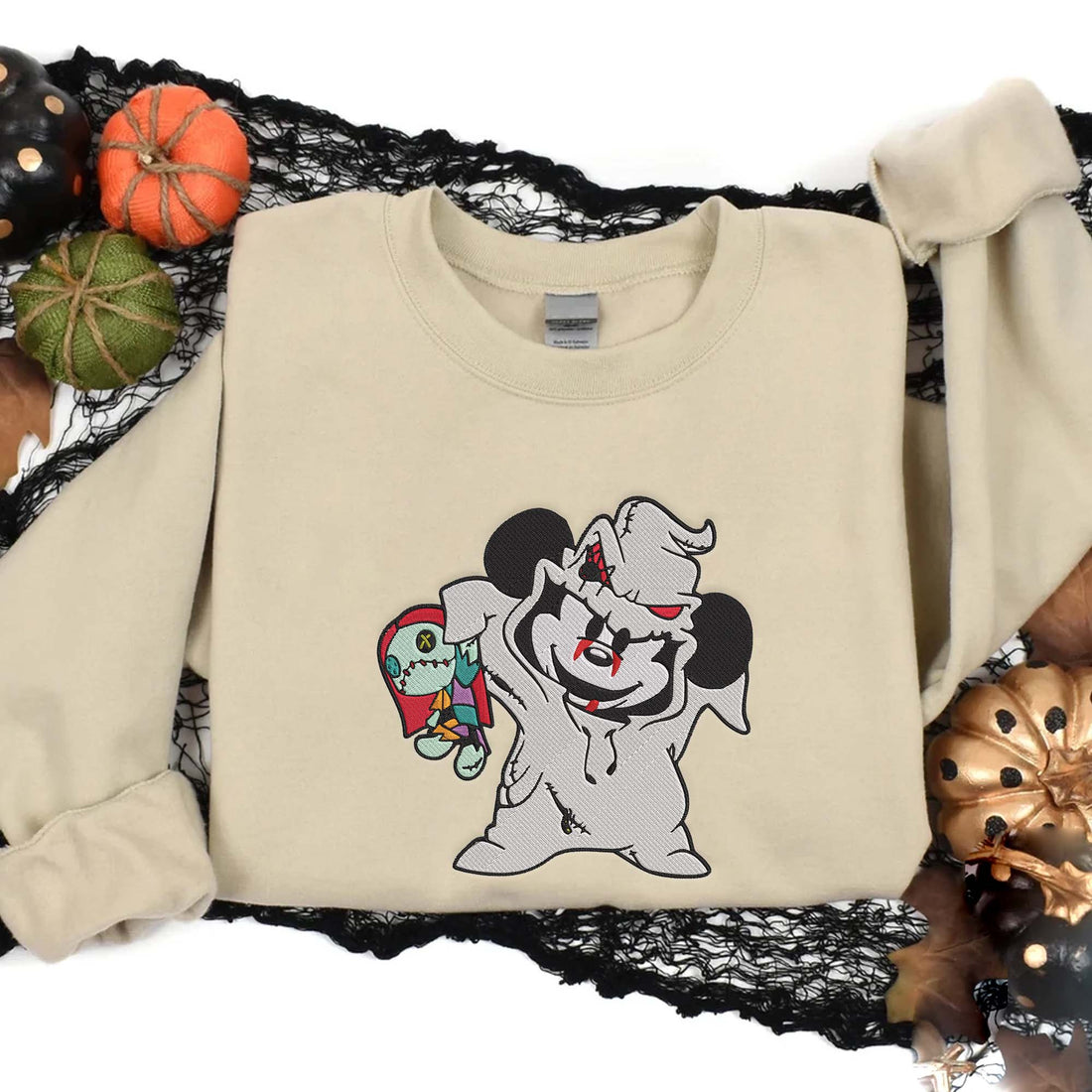 Horror Cartoon Mouse Embroidery Sweatshirt, Halloween Embroidery Sweatshirt HLW_M499