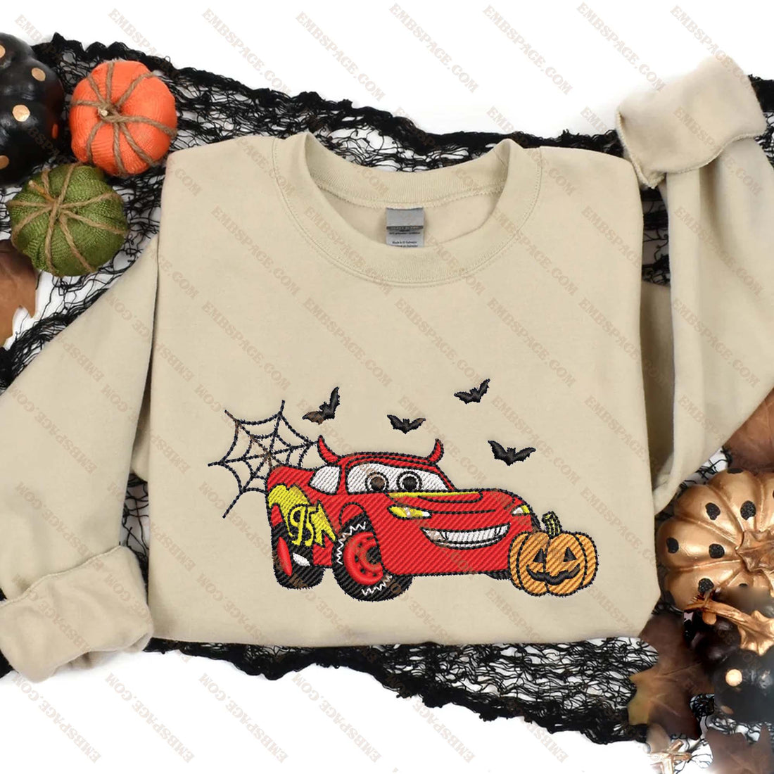 Cars Movie Characters Halloween Embroidered Sweatshirt, Halloween Embroidery Sweatshirt HLW_M1766