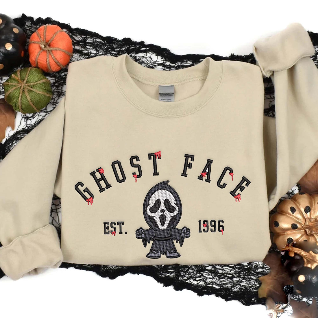 Scrary Horror Characters Sweatshirt, Halloween Embroidery Sweatshirt HLW_M628