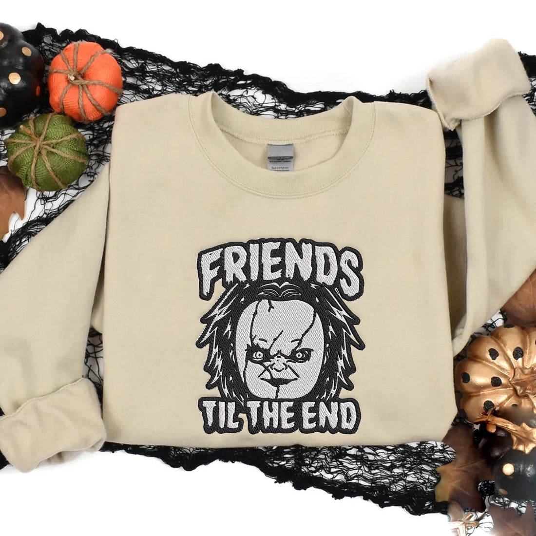 Horror Friends Til The End Embroidery Sweatshirt, Halloween Embroidery Sweatshirt HLW_M469