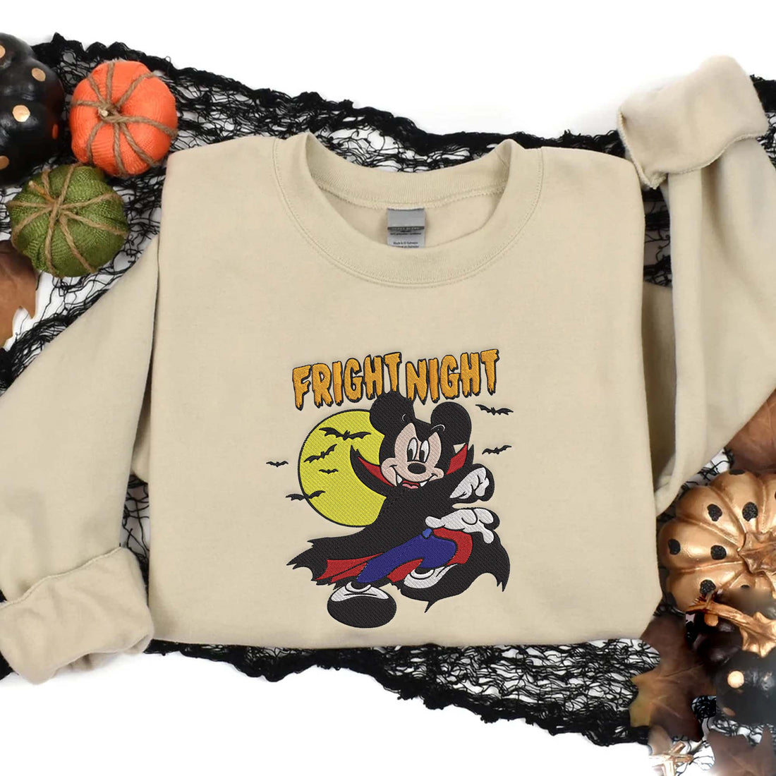 Halloween Mouse Fright Night Embroidery Sweatshirt, Halloween Embroidery Sweatshirt HLW_M476