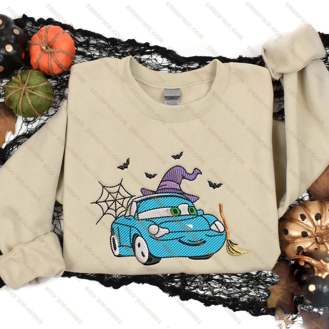 Cars Movie Characters Halloween Embroidered Sweatshirt, Halloween Embroidery Sweatshirt HLW_M1767