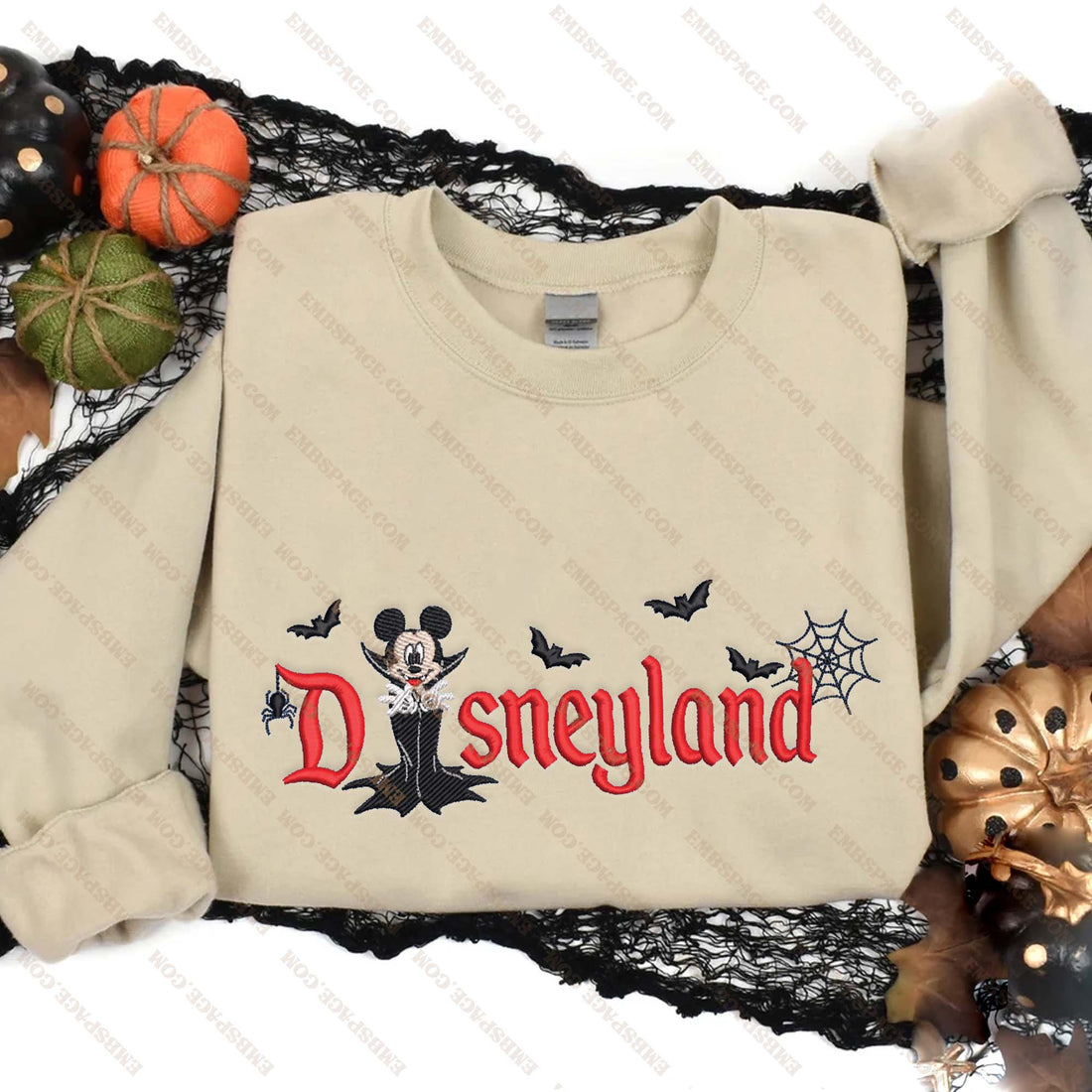 Cartoon Mouse Vampire Character Magical Land Halloween Embroidery Sweatshirt, Halloween Embroidery Sweatshirt HLW_M1774