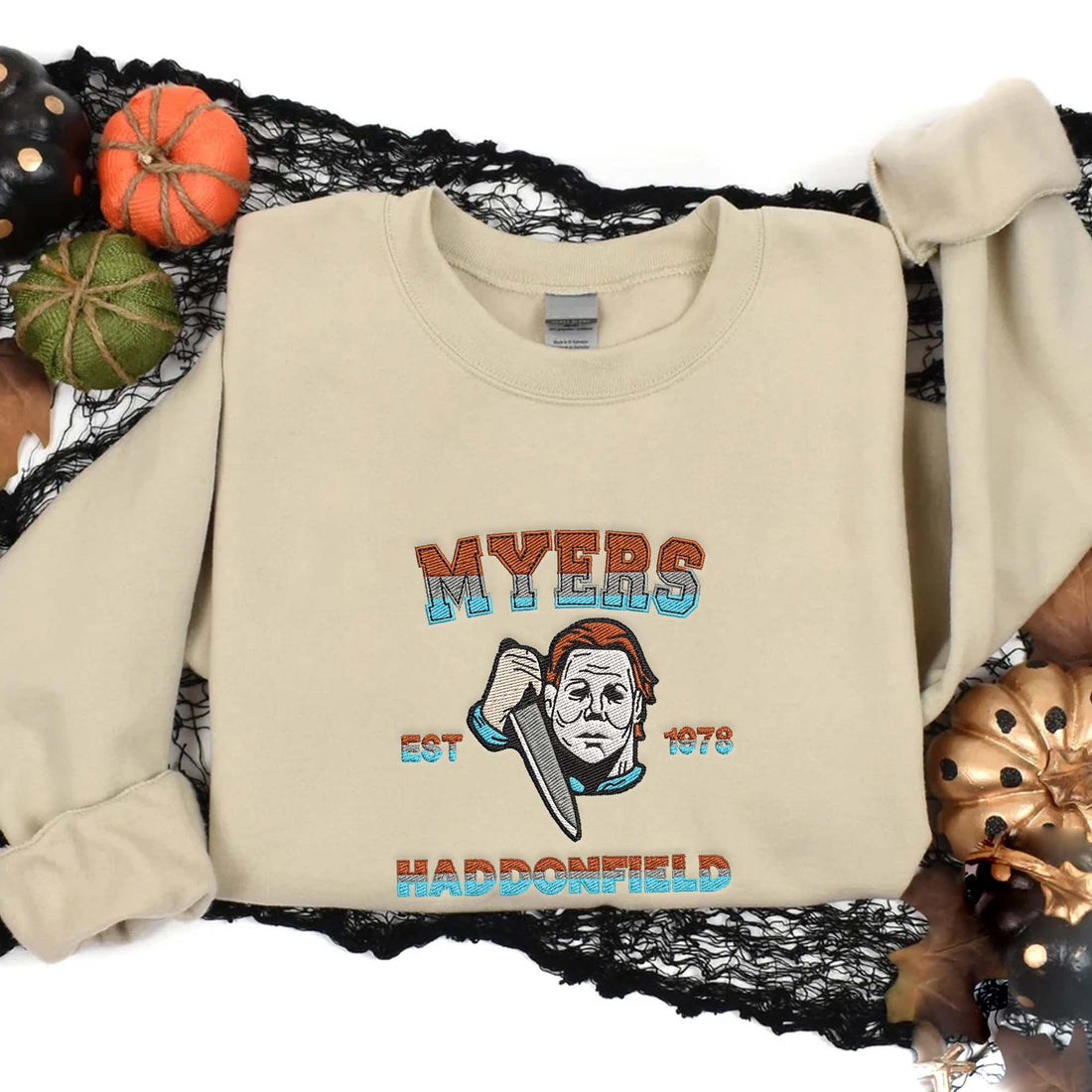 Est 1978 Horror Character Carry Knife Halloween Embroidery Sweatshirt, Halloween Embroidery Sweatshirt HLW_M1420
