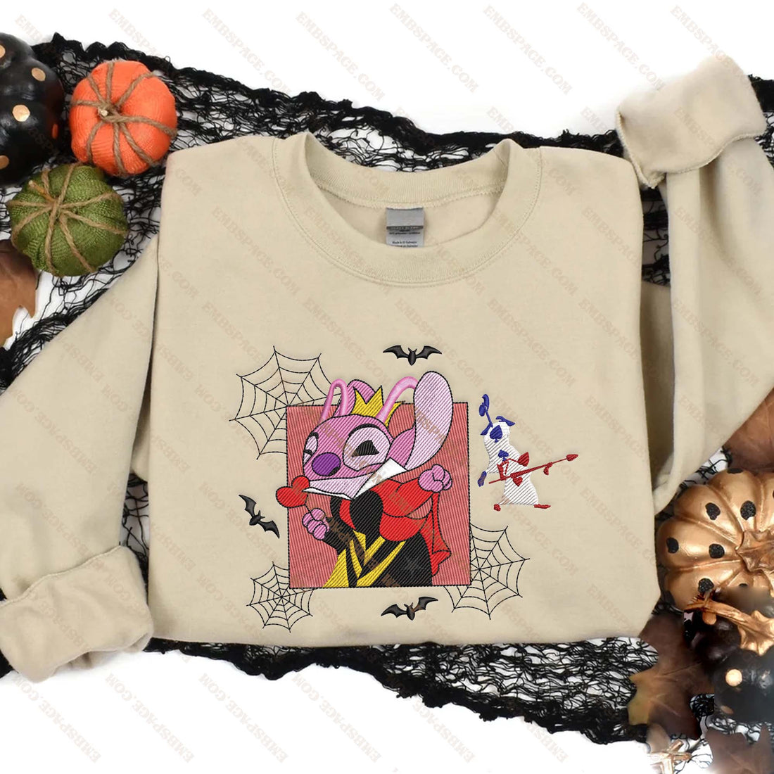 Halloween Pink Monster Villain Queen Embroidery Sweatshirt, Halloween Embroidery Sweatshirt HLW_M1891