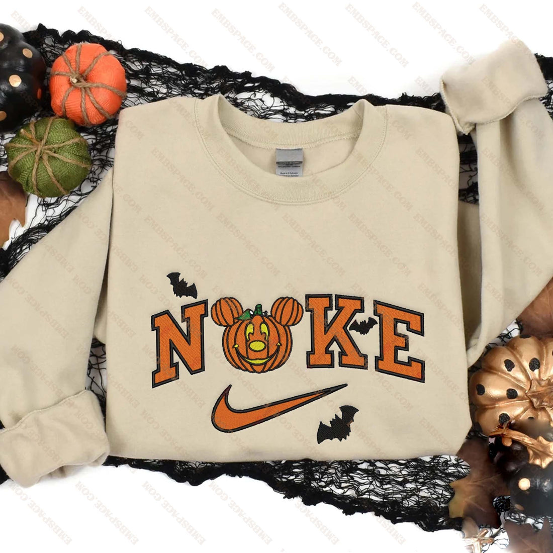 Head Pumpkin Halloween Embroidery Sweatshirt, Halloween Embroidery Sweatshirt HLW_M1839