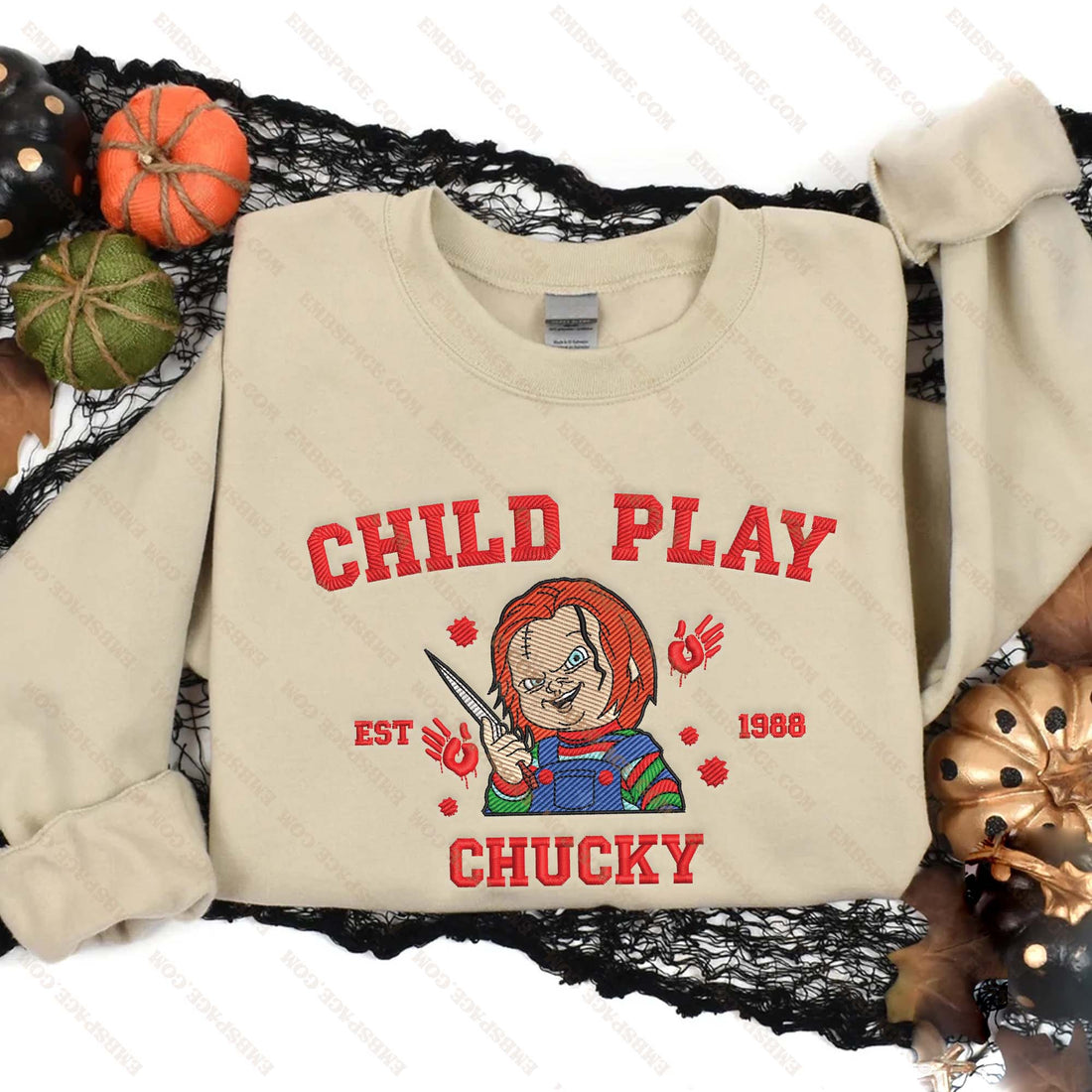 Doll Killer Est 1988 Halloween Embroidery Sweatshirt, Halloween Embroidery Sweatshirt HLW_M1825