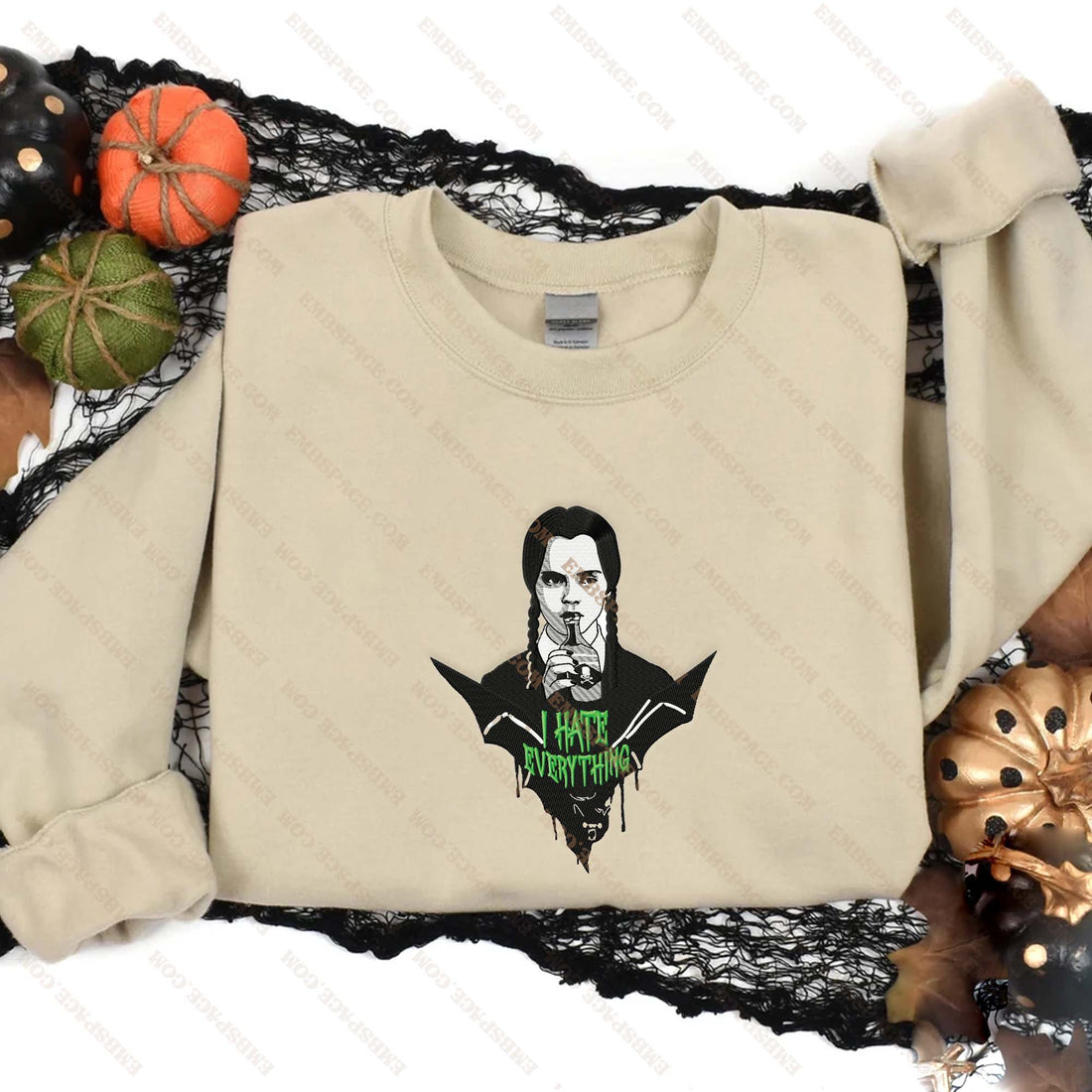 I Hate Everything Halloween Embroidery Sweatshirt, Halloween Embroidery Sweatshirt HLW_M2019