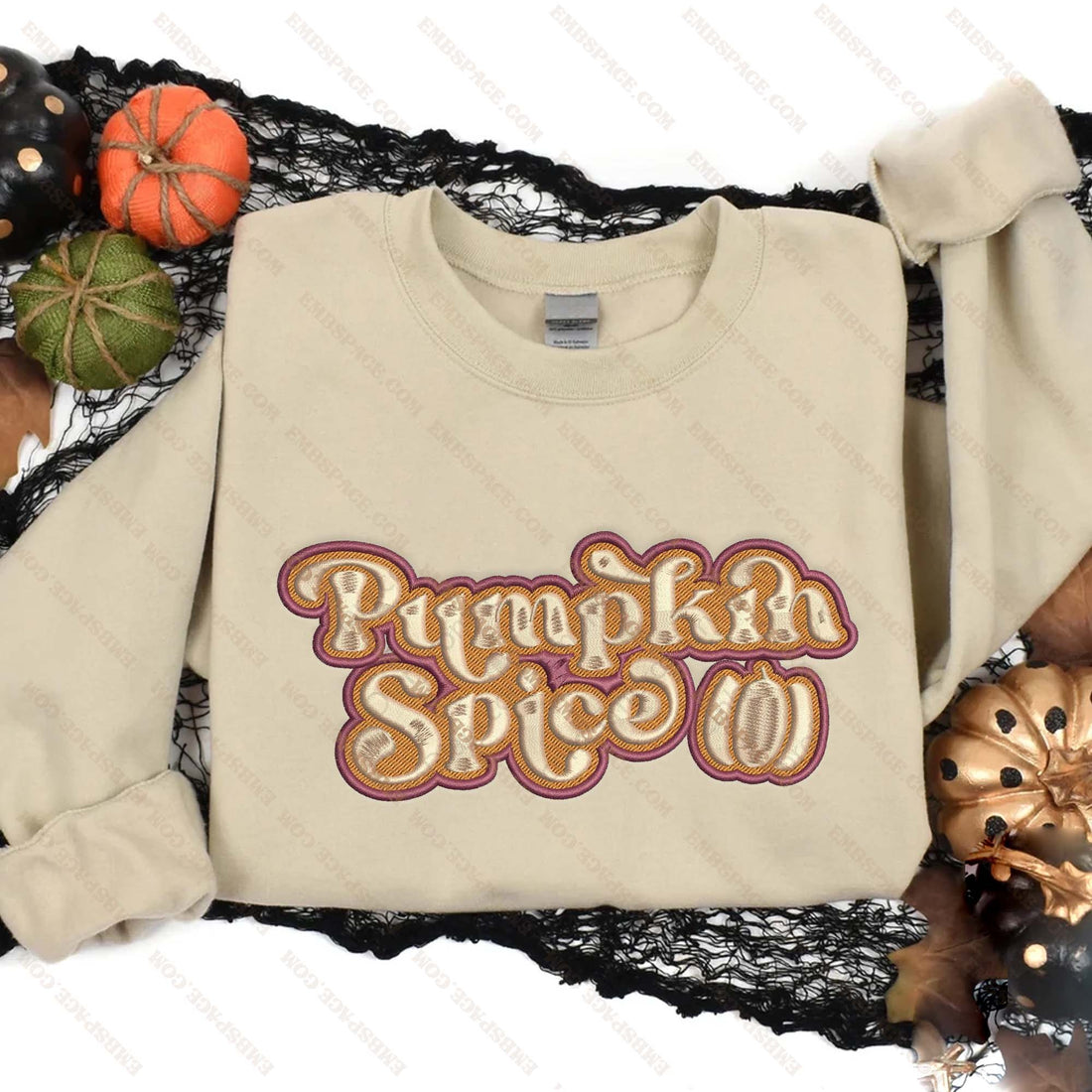 Pumpkin Spice Halloween Embroidery Sweatshirt, Halloween Embroidery Sweatshirt HLW_M1684