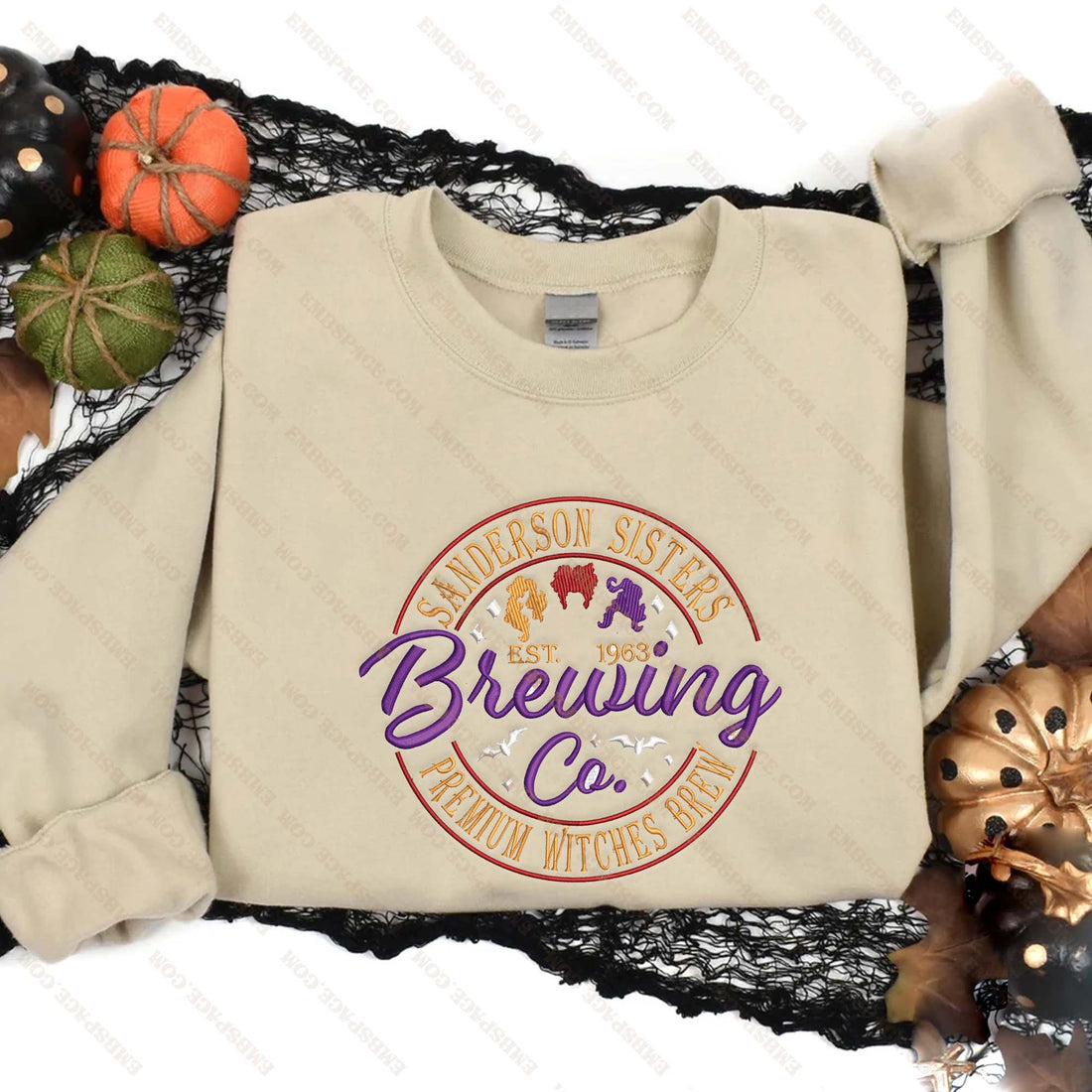 Halloween Sanderson Sister Est 1963 Embroidery Sweatshirt, Halloween Embroidery Sweatshirt HLW_M1895