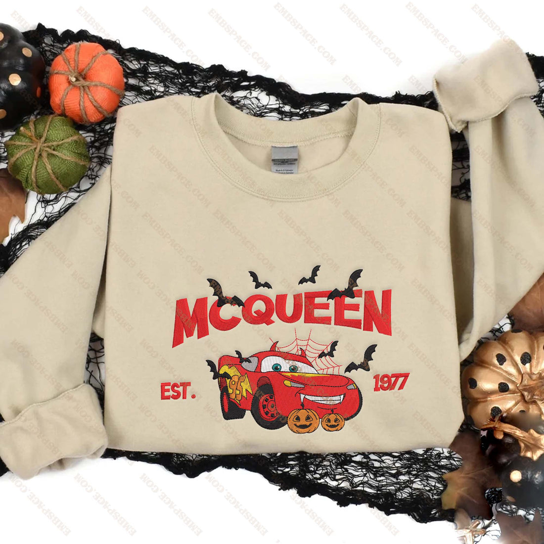 Red Car Est 1977 Halloween Embroidery Sweatshirt, Halloween Embroidery Sweatshirt HLW_M2076