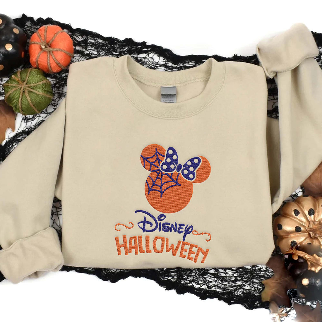 Minni Mouse Head Halloween Embroidery  Sweatshirt, Halloween Embroidery Sweatshirt HLW_M497