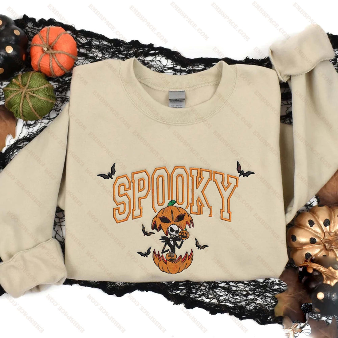 Spooky King in Pumpkin Halloween Embroidery Sweatshirt, Halloween Embroidery Sweatshirt HLW_M2069