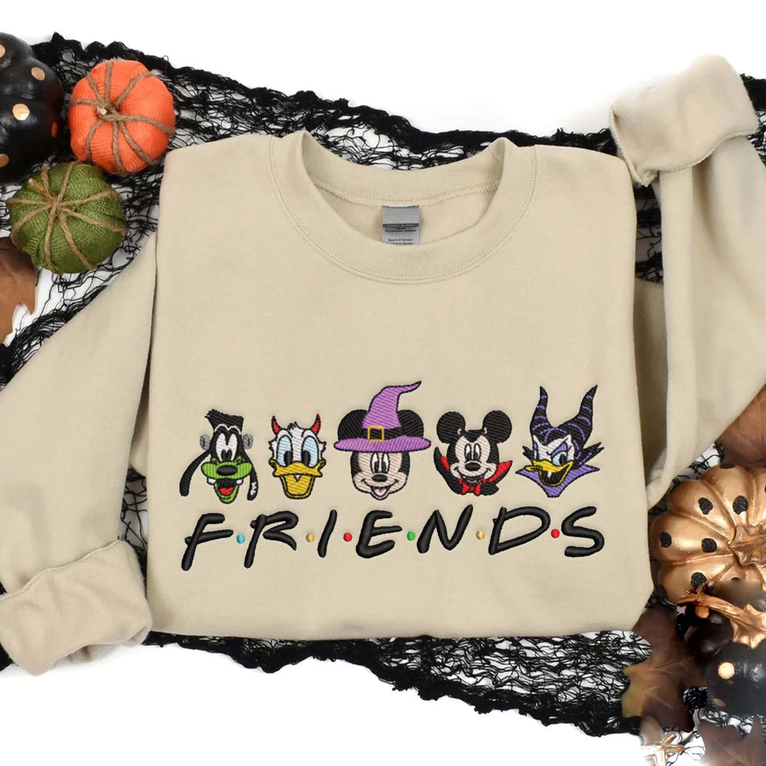 Friend and Mouse Haloween Sweatshirt, Halloween Embroidery Sweatshirt HLW_M605