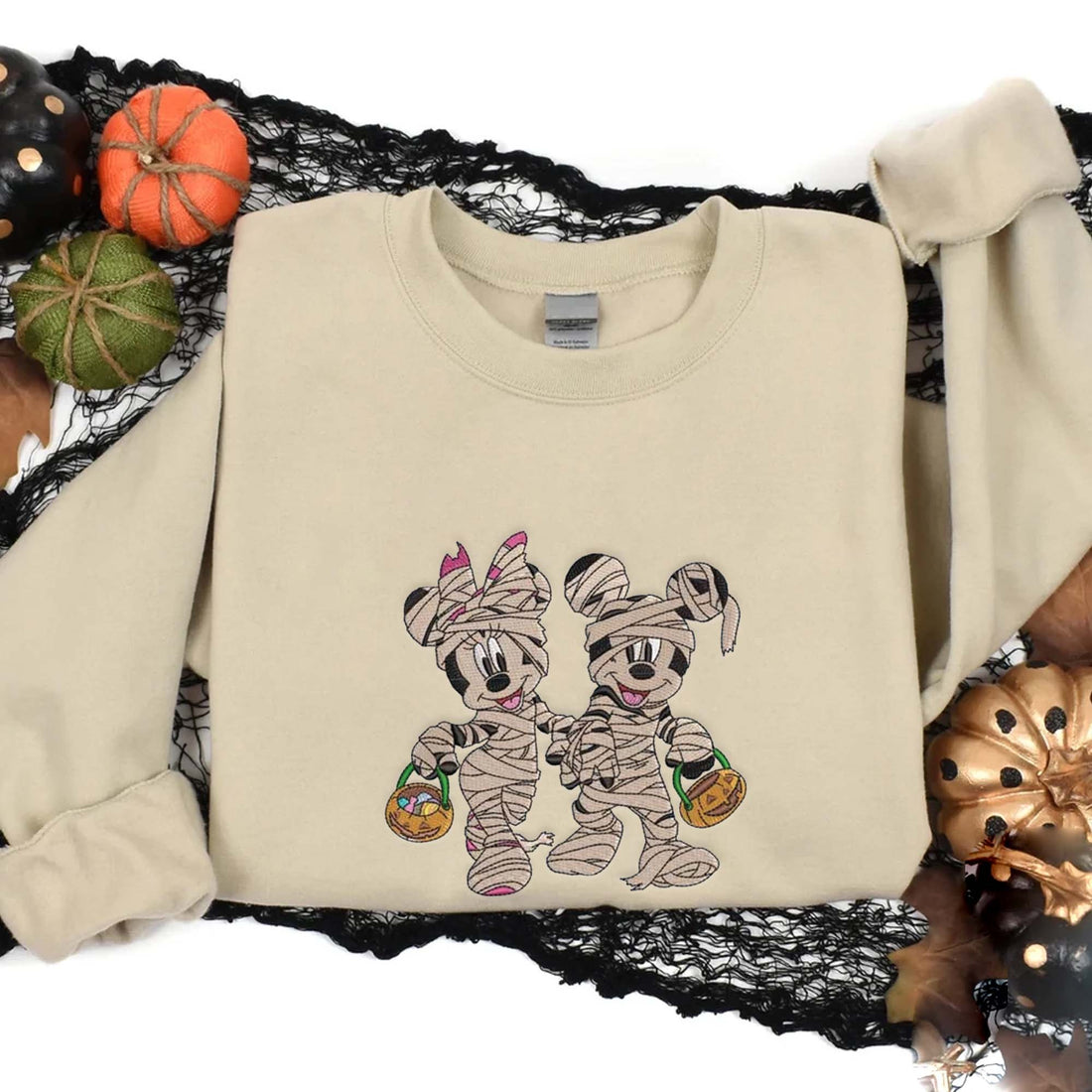 Mouse Pumpkin Mummy Scary Sweatshirt, Halloween Embroidery Sweatshirt HLW_M396