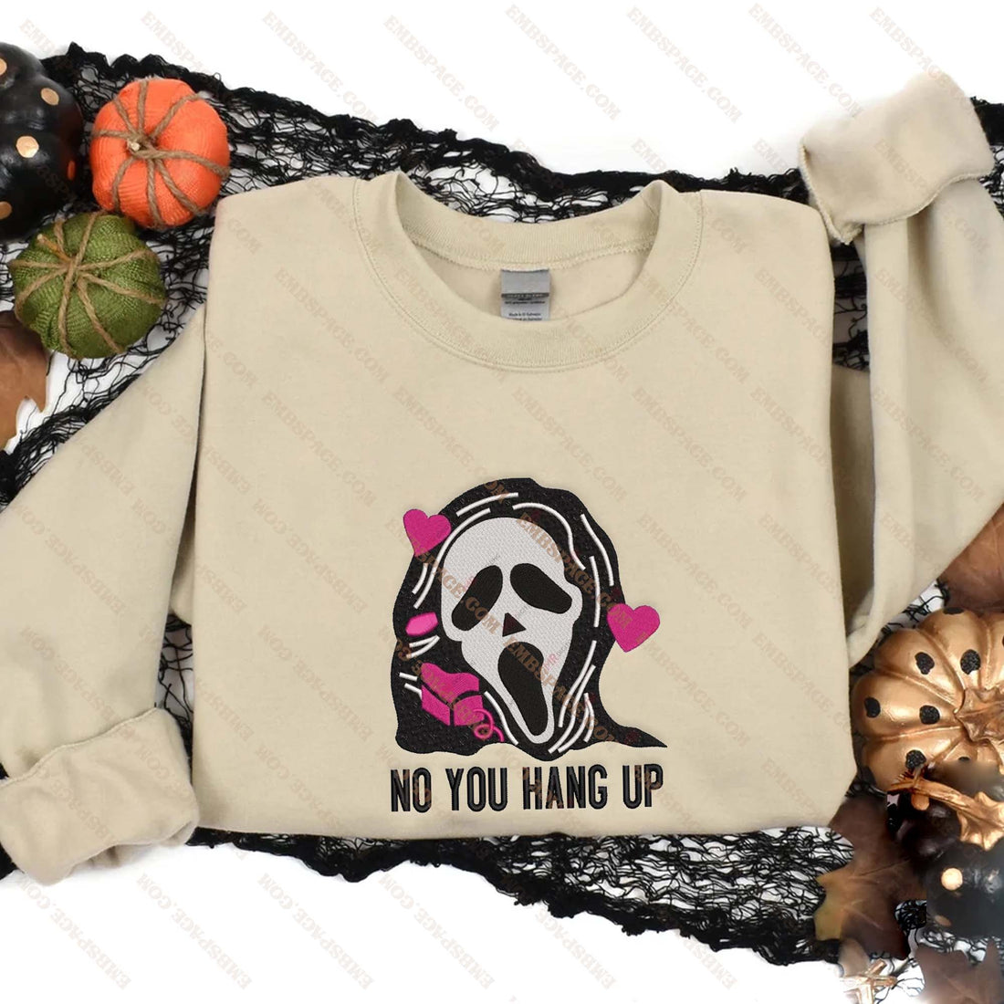 No You Hang Up Ghost Halloween Embroidery Sweatshirt, Halloween Embroidery Sweatshirt HLW_M1969
