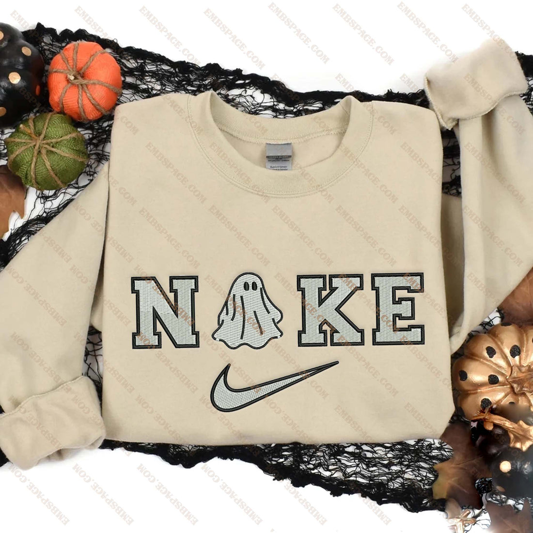 N Ghost Halloween Embroidery Sweatshirt, Halloween Embroidery Sweatshirt HLW_M1666
