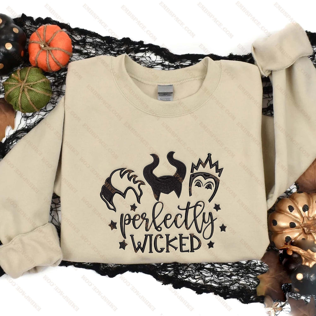 Perfectly Wicked Halloween Embroidery Sweatshirt, Halloween Embroidery Sweatshirt HLW_M2107