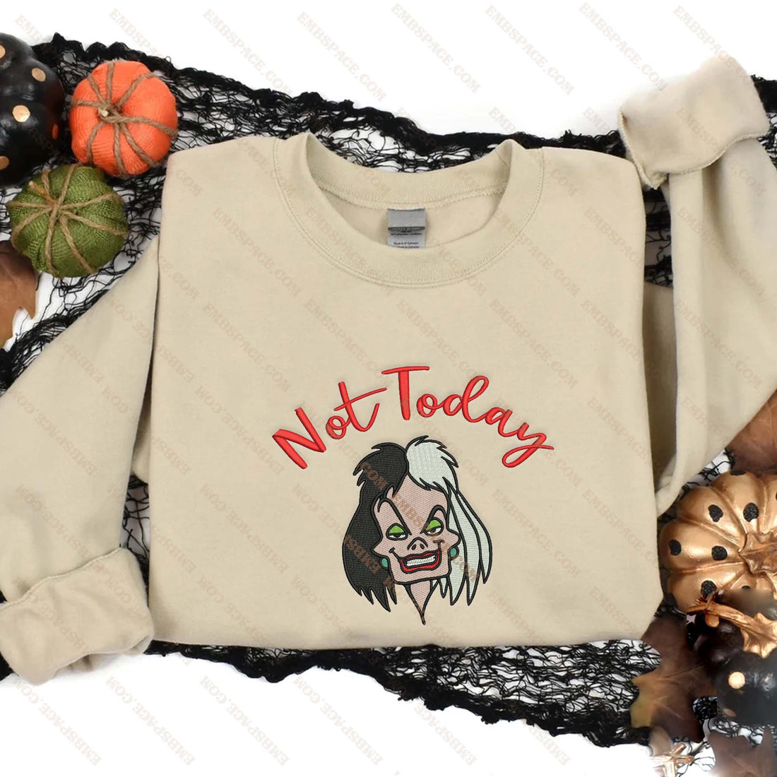 Queen Devil Not Today Halloween Embroidery Sweatshirt, Halloween Embroidery Sweatshirt HLW_M2111