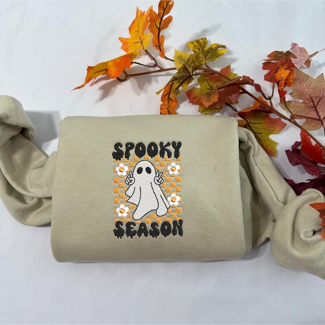 Stay Spooky Ghost Halloween Embroidery Sweatshirt, Halloween Embroidery Sweatshirt HLW_M1232