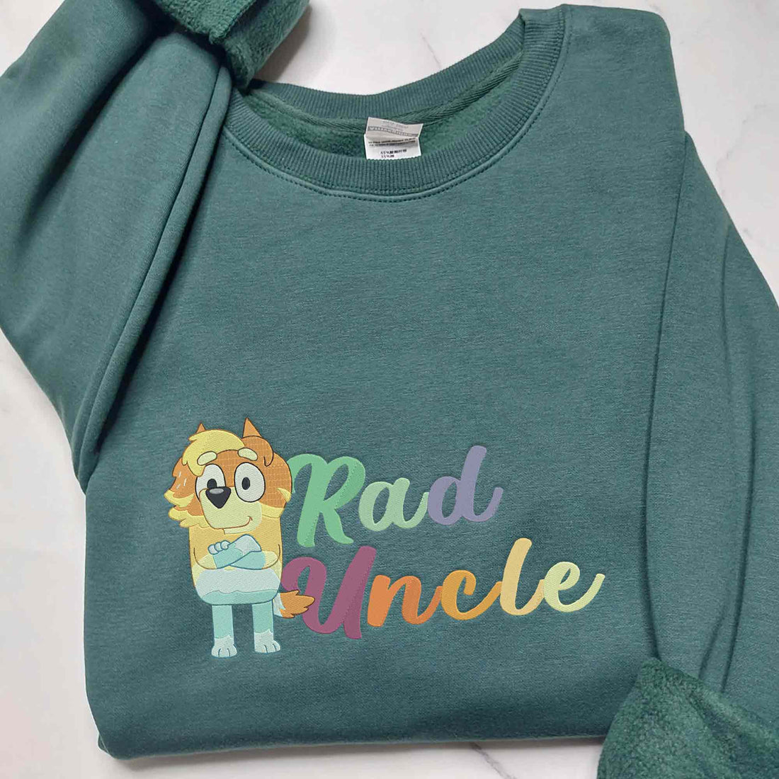Rad Uncle Blue Dog Embroidery  Sweatshirt, Cute Blue Dog Uncle Sweatshirt B_M81