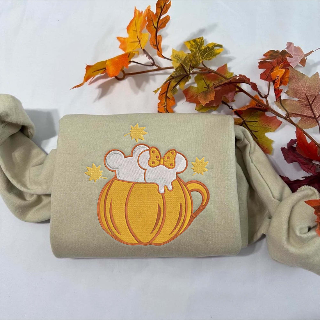 Couple Head Mouse in Pumpkin Halloween Embroidery Sweatshirt, Halloween Embroidery Sweatshirt HLW_M857