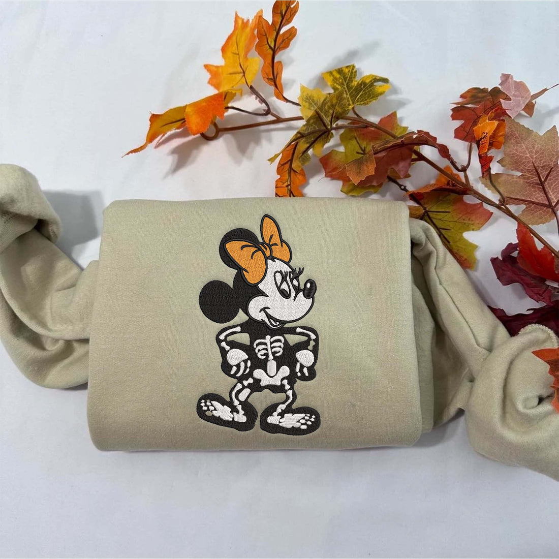Mouse Skeleton Halloween Sweatshirt, Halloween Embroidery Sweatshirt HLW_M690