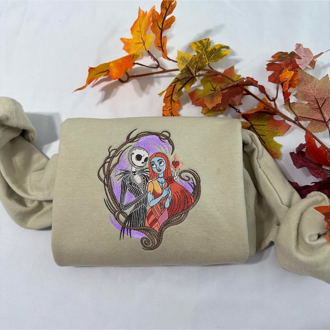 Halloween Horror Couple Embroidery Sweatshirt, Halloween Embroidery Sweatshirt HLW_M311
