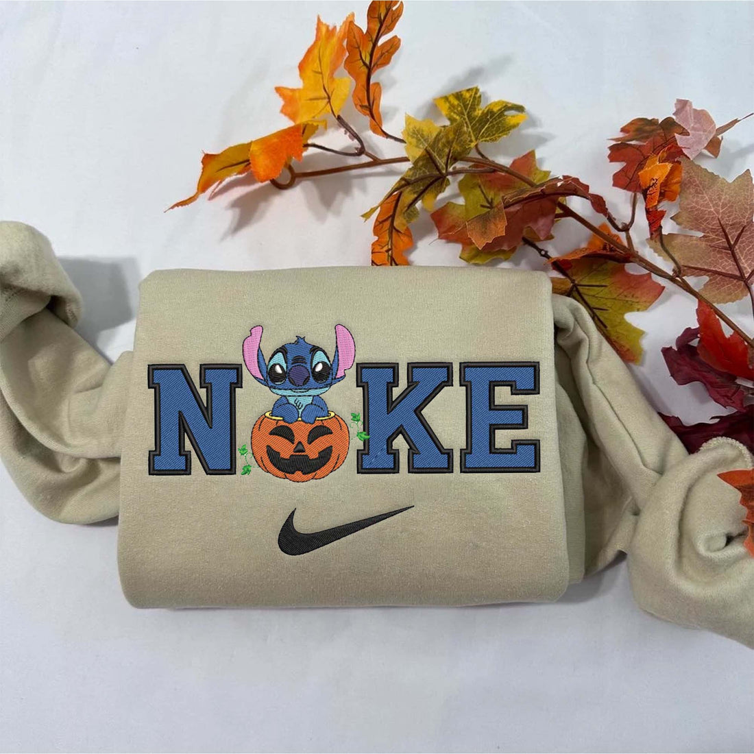 N Cartoon Characters with Pumpkin Sweatshirt, Halloween Embroidery Sweatshirt HLW_M704