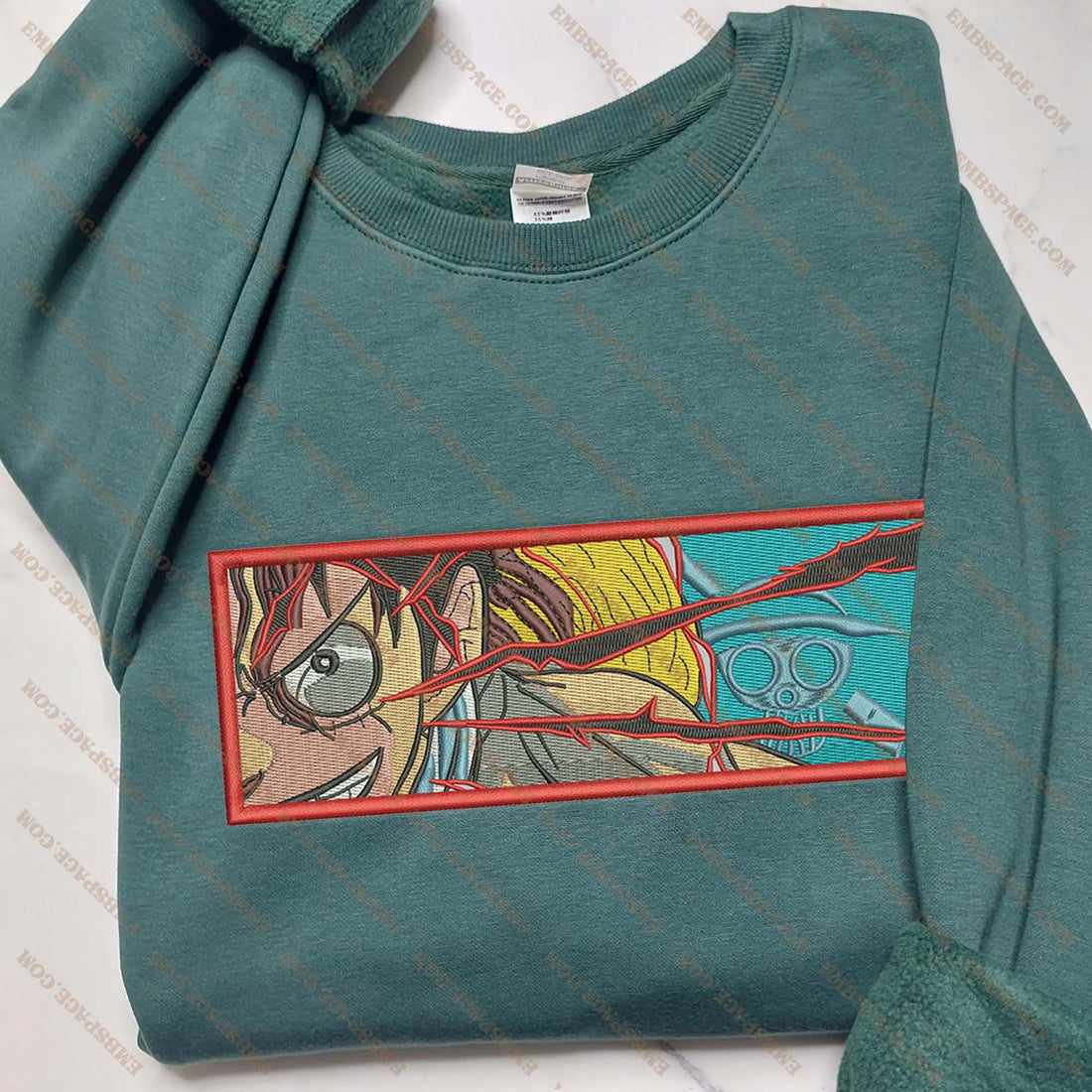 Anime The Pirate with Half Face Strike Sweatshirt, Manga Box Embroidery Sweatshirt A_OP50