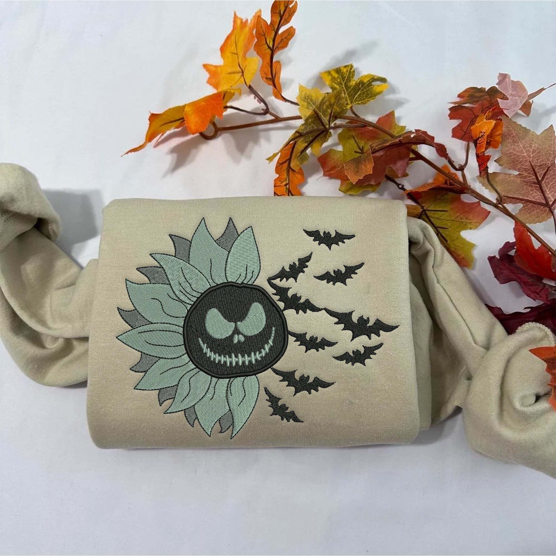 Halloween Horror Sunflower Embroidery Sweatshirt, Halloween Embroidery Sweatshirt HLW_M393