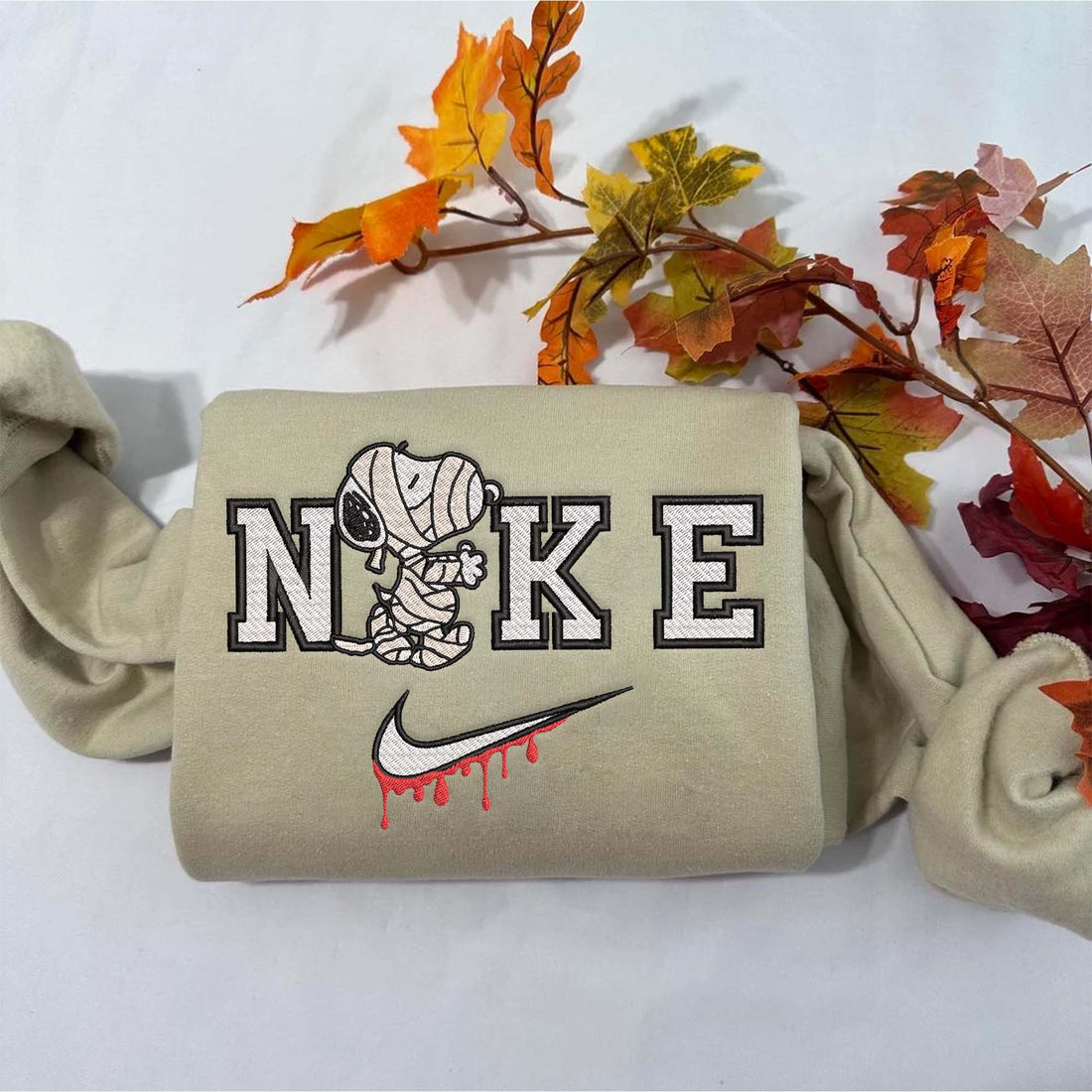 Cute Dog in Pumpkin Halloween Sweatshirt, Halloween Embroidery Sweatshirt HLW_M526