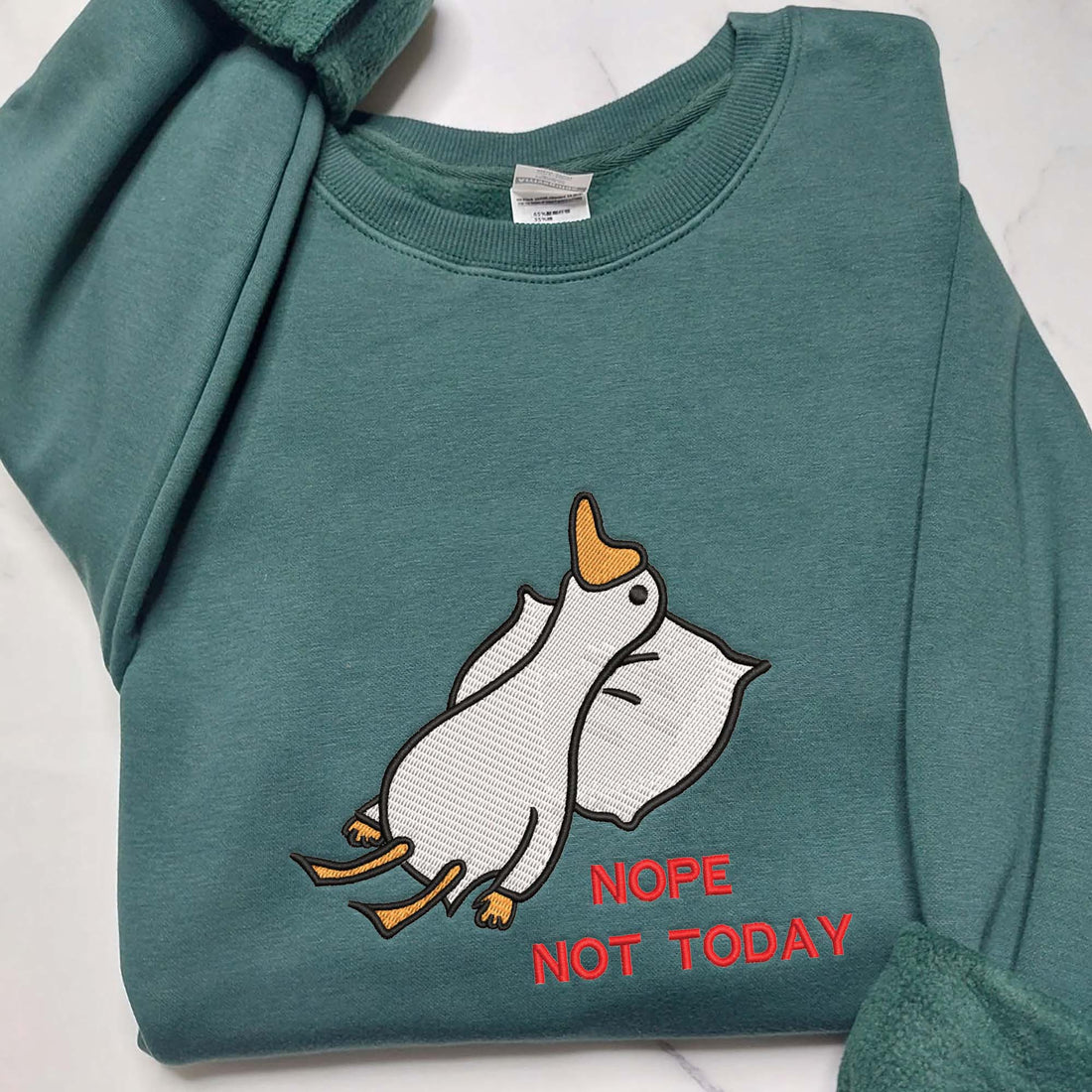 Nope not today Embroidery Sweatshirt, Funny Embroidery Shirt FU_M19