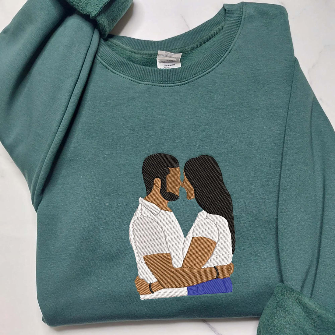 Embroidered Couple Portrait With Photo Shirt, Couple Photo Sweatshirt For Couple C_M02