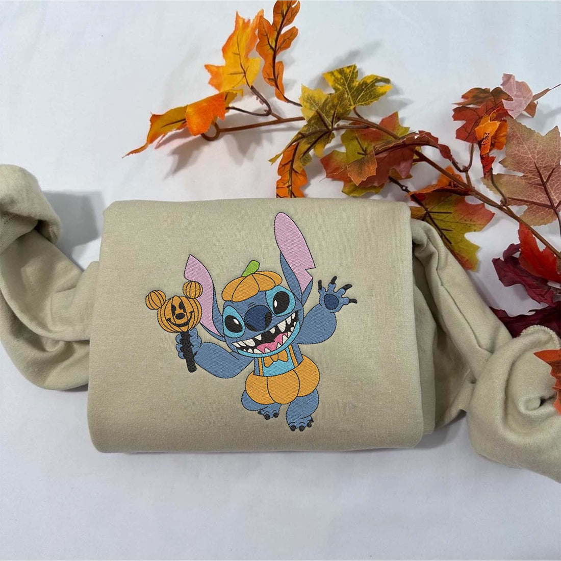 Pumpkin Cartoon Embroidery Sweatshirt, Halloween Embroidery Sweatshirt HLW_M418