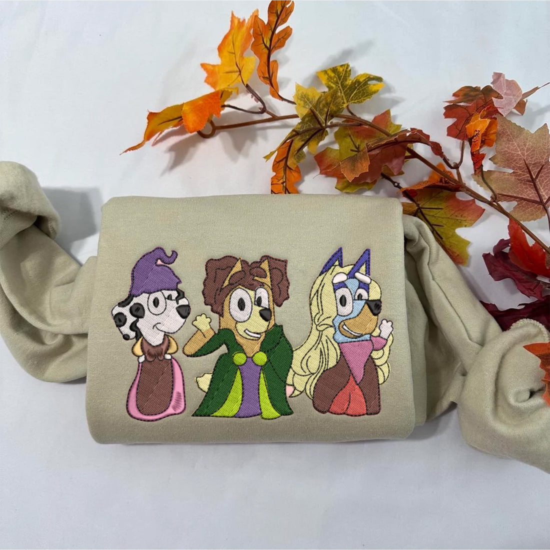 Cute Dog Friend Halloween Sweatshirt, Halloween Embroidery Sweatshirt HLW_M140