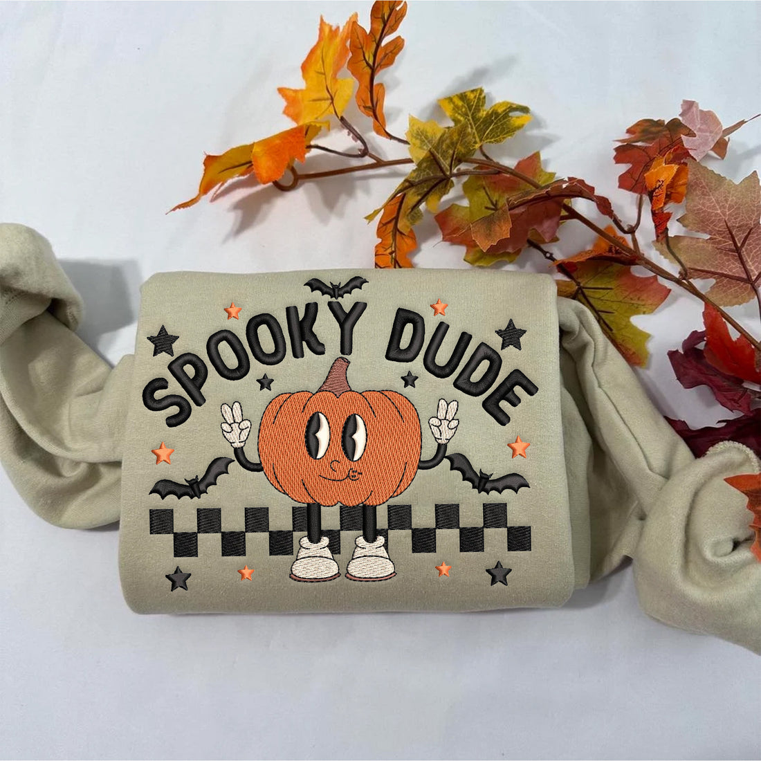 Funny Pumpkin Ghost Sweatshirt, Halloween Embroidery Sweatshirt HLW_M222