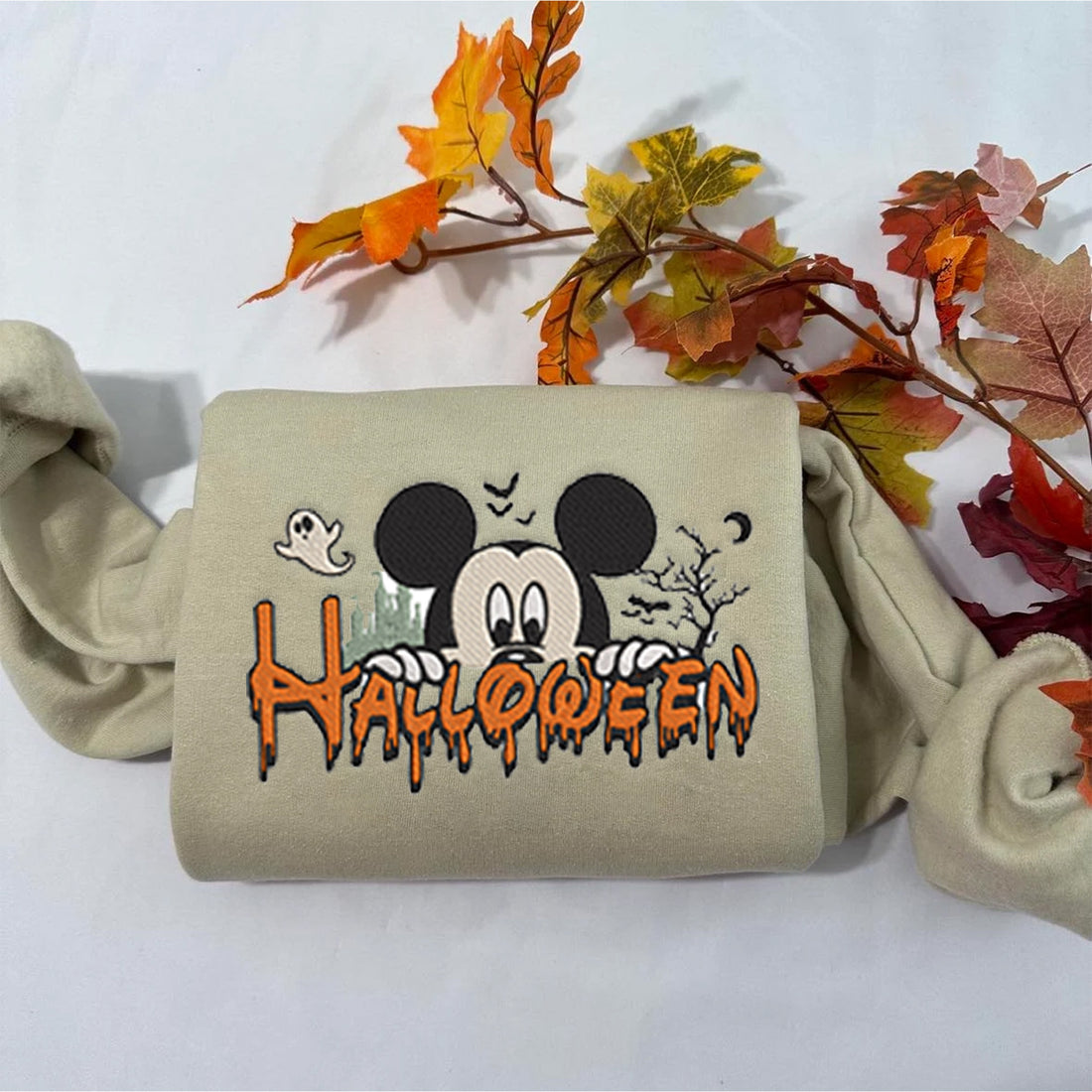 Mouse Halloween Embroidered Sweatshirt, Halloween Embroidery Sweatshirt HLW_M131