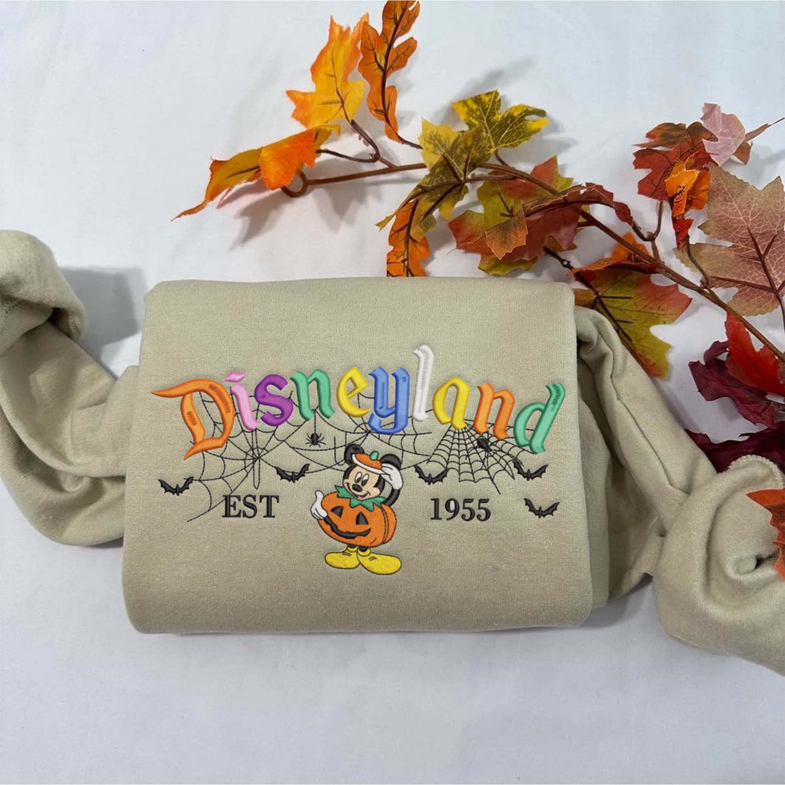 Mouse in Pumpkin Halloween  Sweatshirt, Halloween Embroidery Sweatshirt HLW_M604