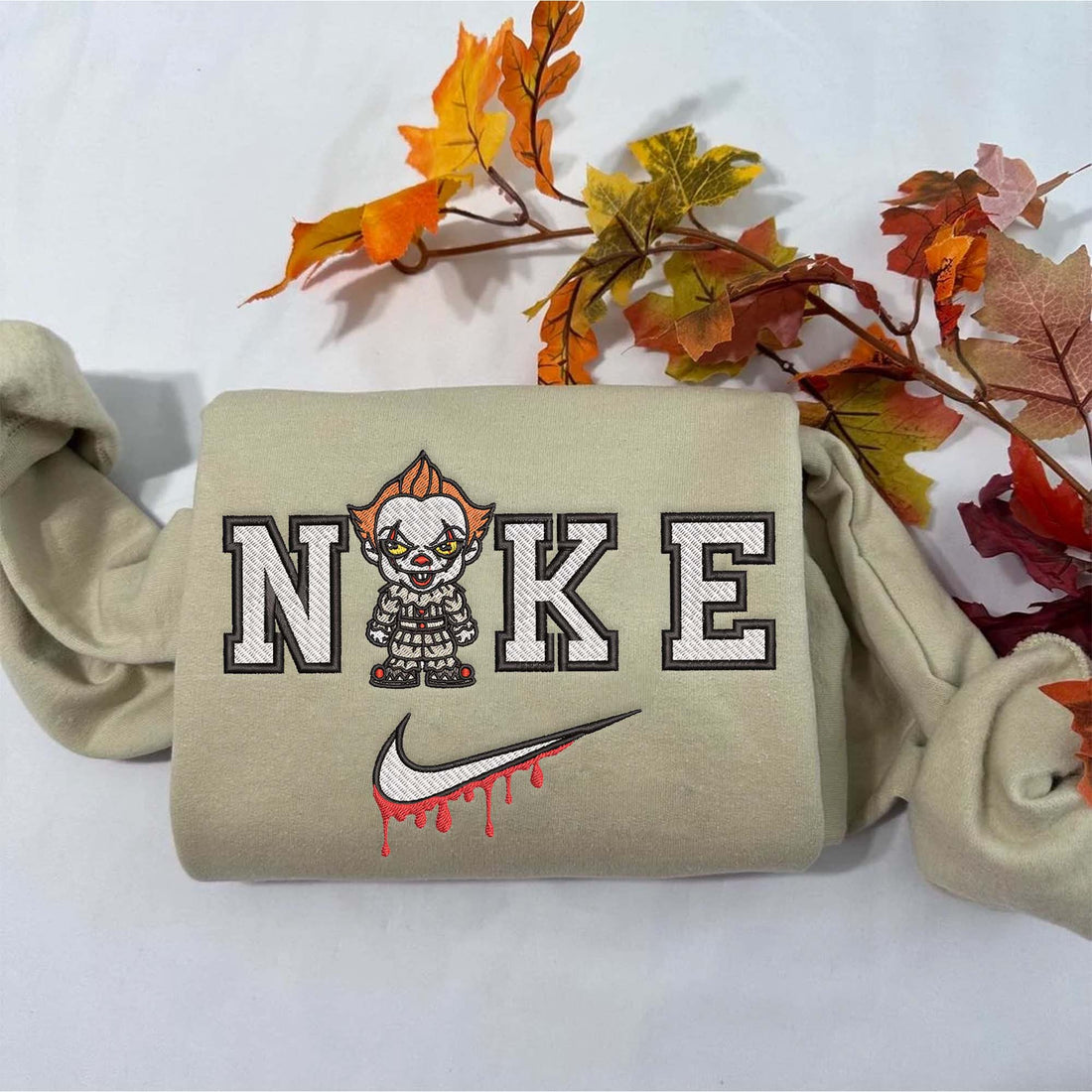 N Clown Character Embroidery Sweatshirt, Halloween Embroidery Sweatshirt HLW_M639
