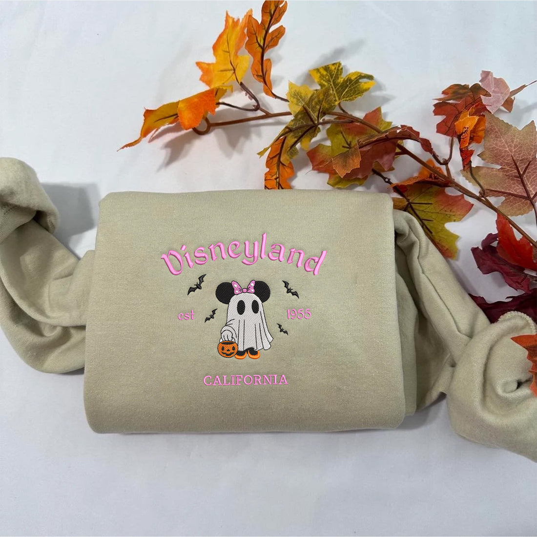 Girl Mouse Carry Pumpkin Halloween Embroidery Sweatshirt, Halloween Embroidery Sweatshirt HLW_M1339