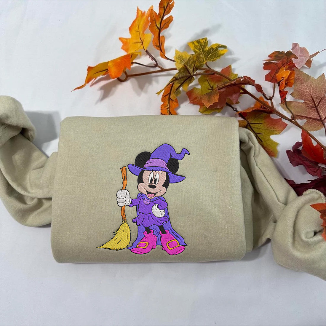 Girl Mouse Halloween Embroidery Sweatshirt, Halloween Embroidery Sweatshirt HLW_M966