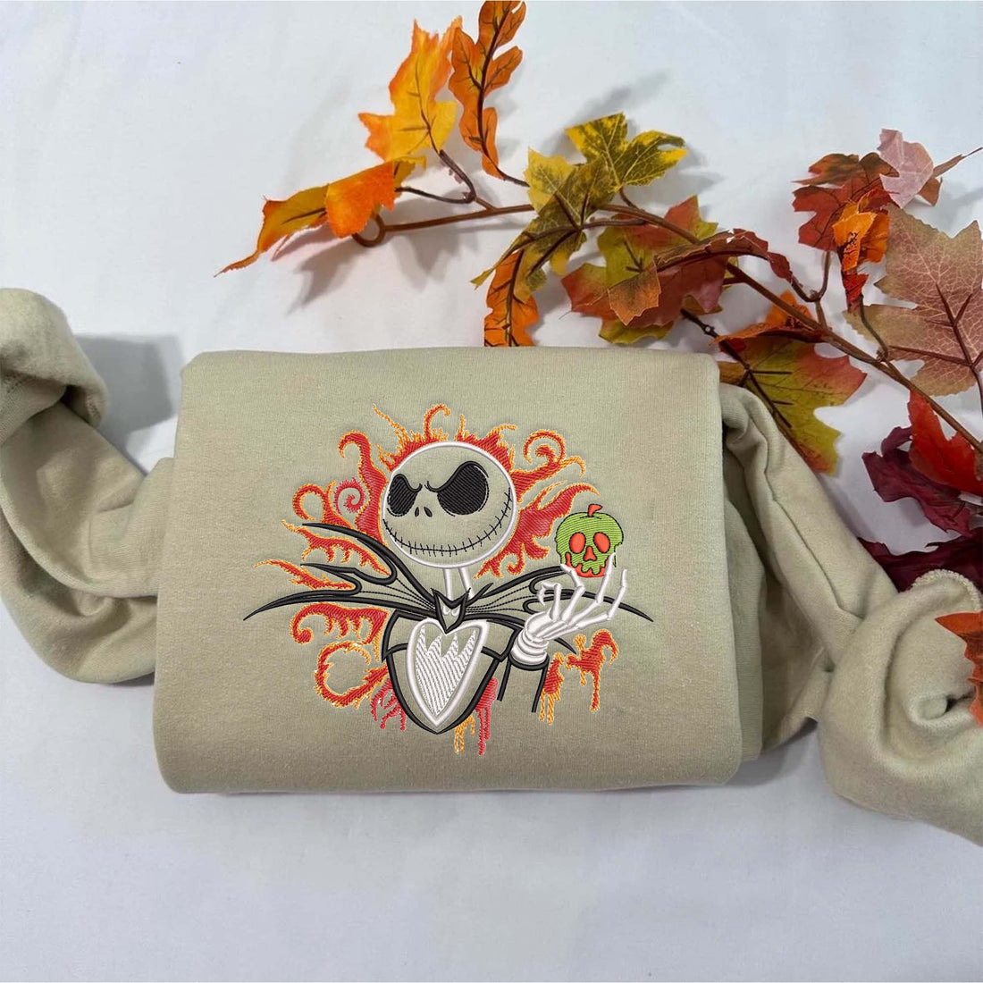 Halloween Fire Horror Character  Sweatshirt, Halloween Embroidery Sweatshirt HLW_M319