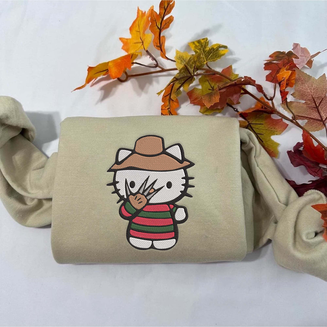Killer Cat Halloween Sweatshirt, Halloween Embroidery Sweatshirt HLW_M445