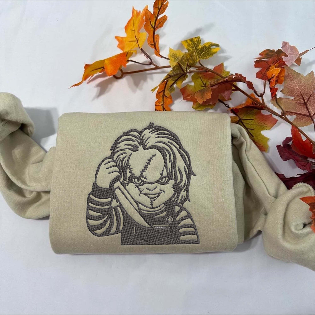 A Doll Halloween Sweatshirt, Halloween Embroidery Sweatshirt HLW_M190